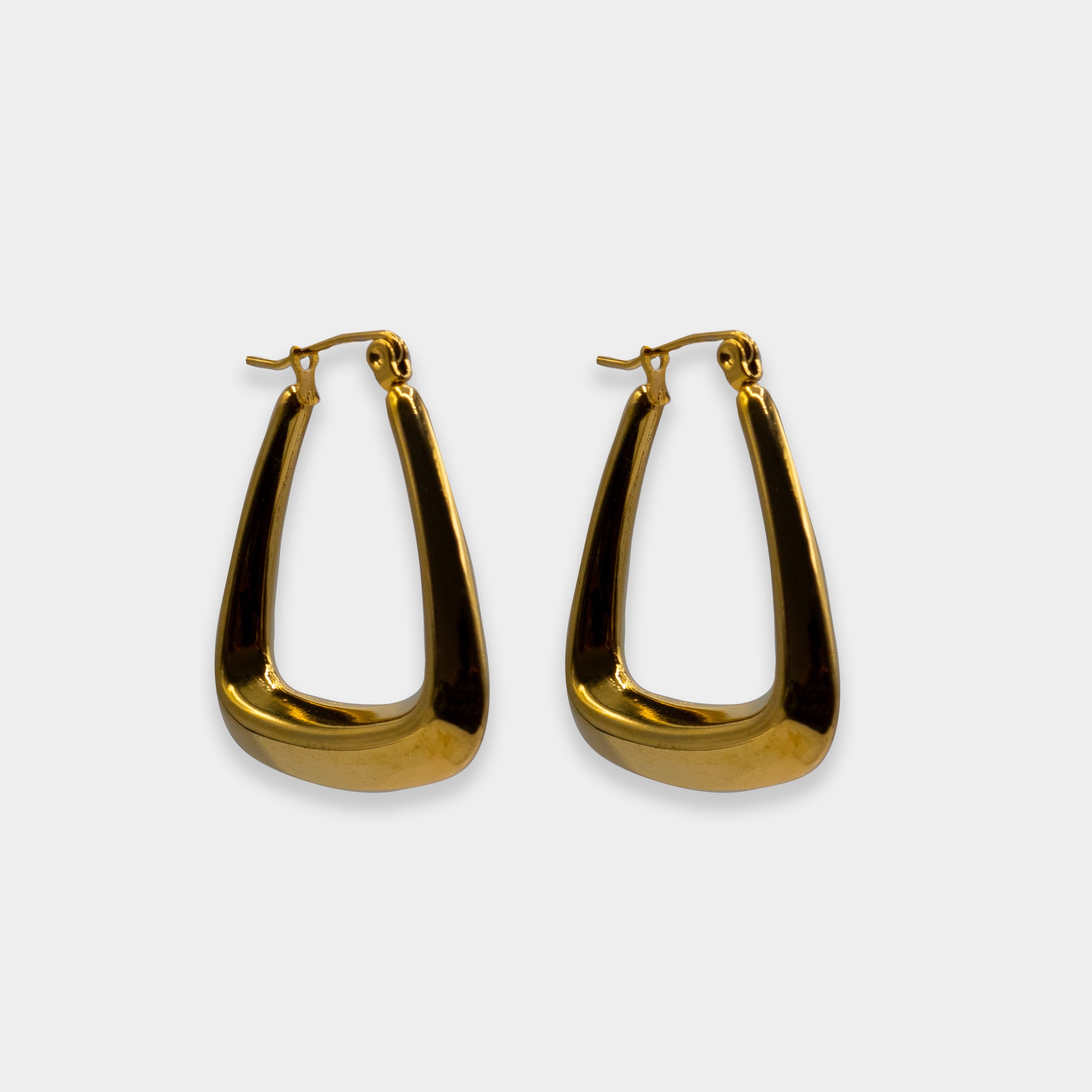 ASOS DESIGN geometric triangle hoop earrings in real gold plate | ASOS